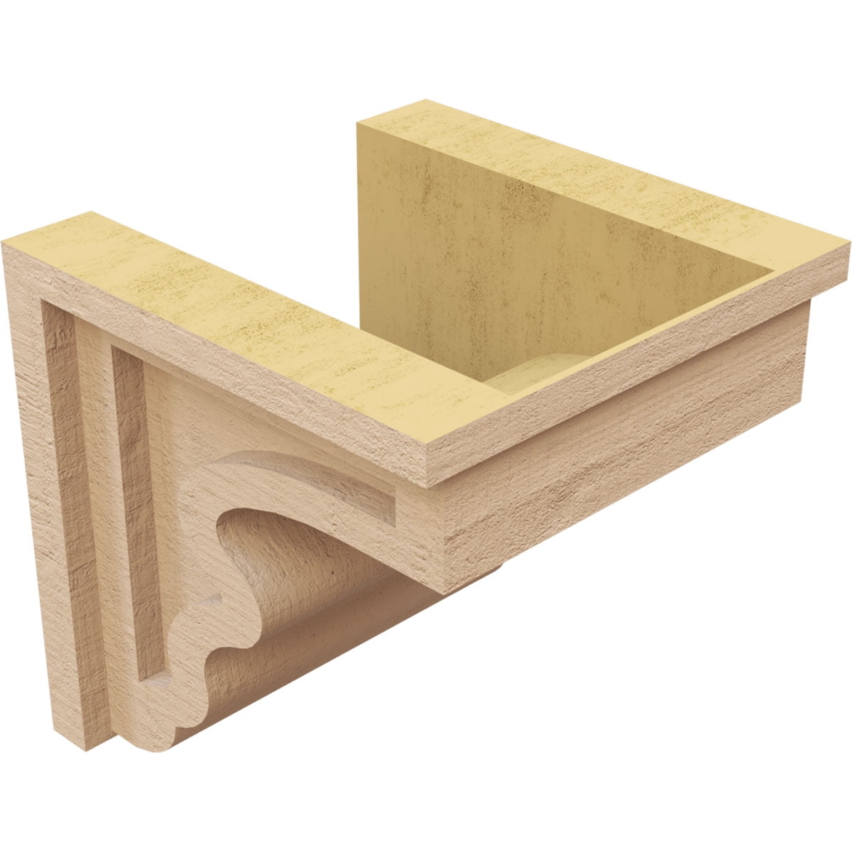 8"W x 8"D x 8"H Wide Highland Rough Cedar Woodgrain TimberThane Corbel, Primed Tan
