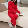 thumbnail image 6 of Pajamas Sets for Women Soft Comfy Fluffy Pajama Fleece Pullover Pajama Set Warm Plush Lounge Sleepwear (Free Size, Red), 6 of 6