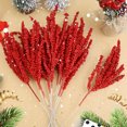 thumbnail image 4 of Nueva rama de bayas rojas de Navidad, corona de flores artificiales de estambre de bayas de acebo para adornos de árbol de Navidad, fiesta de Año Nuevo, decoración del hogar, 4 of 5