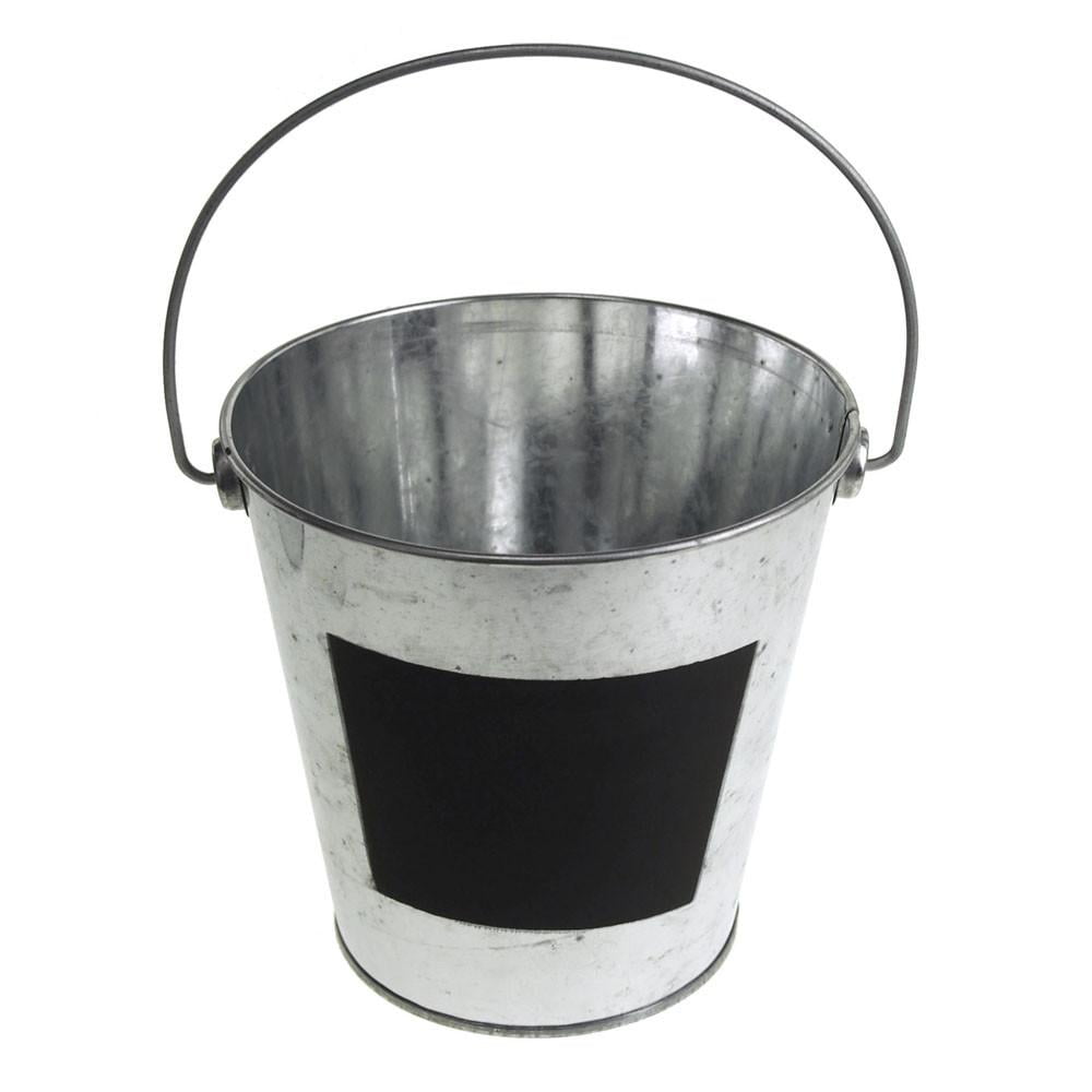 Galvanized Metal Bucket with Chalkboard Label, 51/2Inch, Silver
