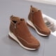 thumbnail image 5 of Nuevos zapatos de caña alta Plataforma de gamuza Tacón de cuña Cremallera lateral y botines de algodón Wmkox8yii sa1530, 5 of 8
