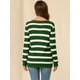 thumbnail image 5 of INSPIRE CHIC Suéter de rayas túnica con hombros descubiertos y cuello redondo para mujer Verde oscuro L, 5 of 6