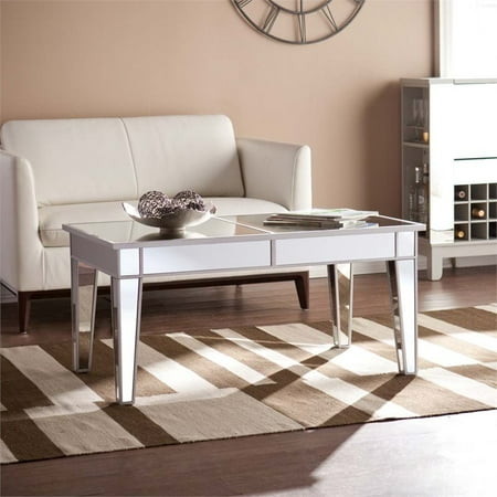 Southern Enterprises Mirage Mirrored Coffee Table In Distressed Southern Enterprises Mirage Mirrored Coffee Table In Distressed Silver