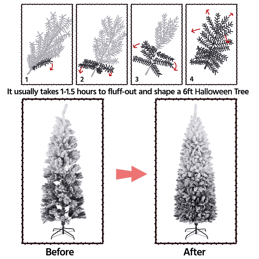 Renwick 6Ft Pre-lit Flocked Artificial Christmas Tree with 250 Incandescent Warm White Lights, Black Gradient