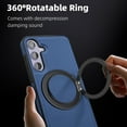 thumbnail image 3 of MagSafe Compatible for Samsung Galaxy S25 Plus Case, Slim Shockproof Protective 360°Rotating Magnetic Kickstand Ring Holder Bracket Classic PU Leather Phone Cover for Samsung Galaxy S25 Plus, Orange, 3 of 9