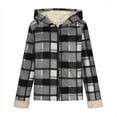 thumbnail image 4 of Gytharion Womens Winter Sherpa Fleece Lined Jackets Fashion Casual Plaid Printed Full Zip Hooded Coat Loose Comfy Long Sleeve Warm Fuzzy Outerwear for Women, 4 of 6