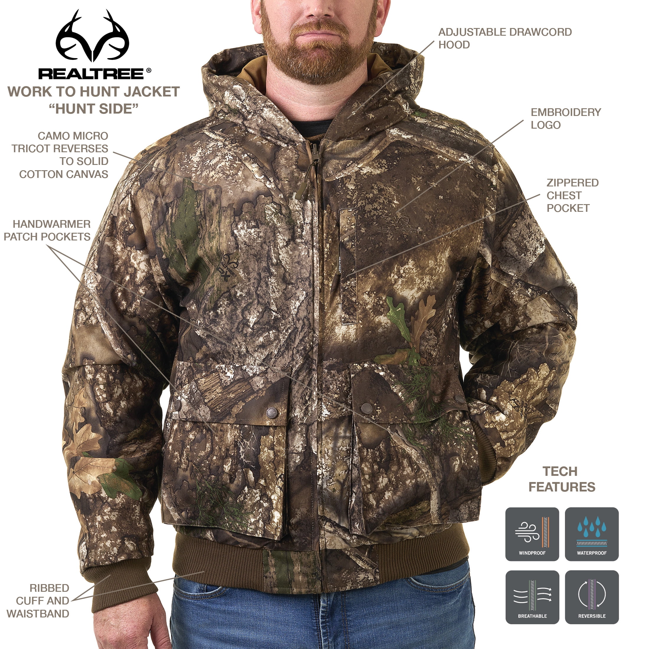 Realtree APX Reversible Work to Hunt Jacket - Waterproof
