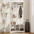 thumbnail image 2 of HOMCOM Coat Rack Shoe Bench Set with 8 Storage Cubbies, White, 2 of 10
