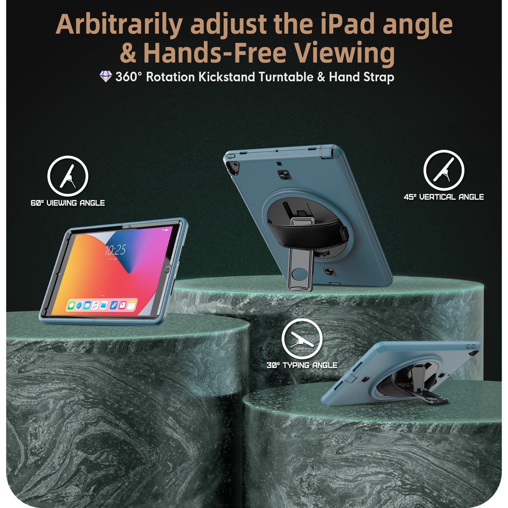 iPad Air 3 iPad Pro 10.5ケース iPad 10.5インチ Air 第3世代 カバー 耐衝撃 頑丈 360度回転スタンド ハンドル付き 虹色 か?