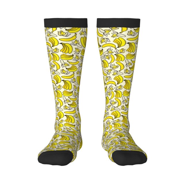 Gaeub Chaussettes Design Imprimé Banane, Chaussettes Hautes Extensibles pour Hommes Femmes Adolescents, Chaussettes de Softball Soccer pour Randonnée, Sport