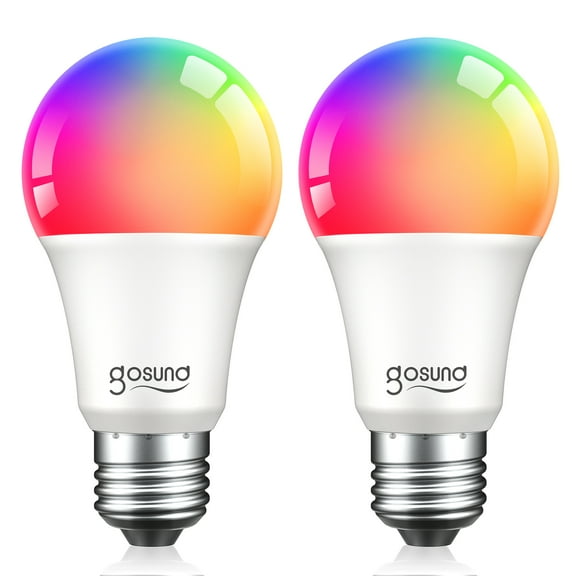 WB4-2: Gosund Smart Bulb, WiFi Light Bulbs, Color Changing Light Bulb, Smart Light Bulbs work with Alexa & Google Assistant, A19 RGB Alexa Light Bulb, RGB Wnite, Dimmable LED Light Bulbs, 2 Pack
