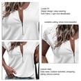 thumbnail image 4 of Camiseta de manga corta para mujer, cuello redondo, Semi cremallera, costura de encaje, versión suelta para mujer, 4 of 5