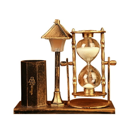 

Retro Sandglass with LED Night Light Tower Desk Lamp Home Table Decor Ornament Sandglass Ornament Accessories LED Night Light Tower Shaped Home Desk Table
