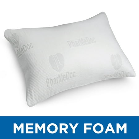 PharMeDoc Shredded Memory Foam Pillow w/ Washable Case - Bed Pillow for Side Sleepers (King