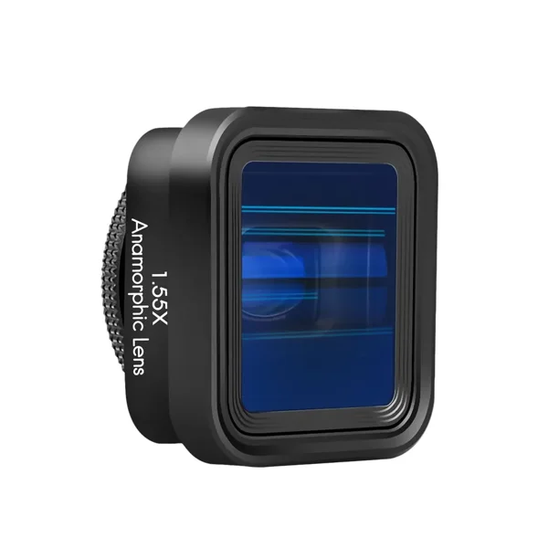 Lente anamórfico 1.55X para celular - Efectos cinematográficos con destellos y relación de aspecto ultra ancha - Compatible con la mayoría de smartphones - Incluye estuche protector y clip de montaje