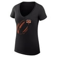 thumbnail image 2 of Women's G-III 4Her by Carl Banks  Black Cincinnati Bengals Super-Slim Fit Lightweight Subtle Football V-Neck T-Shirt, 2 of 3