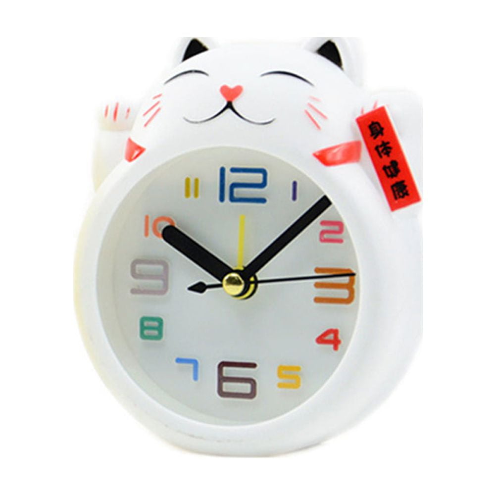 Hemoton 1pc Cat Alarm Clock Desk Clock Creative Cartoon Cat Shape