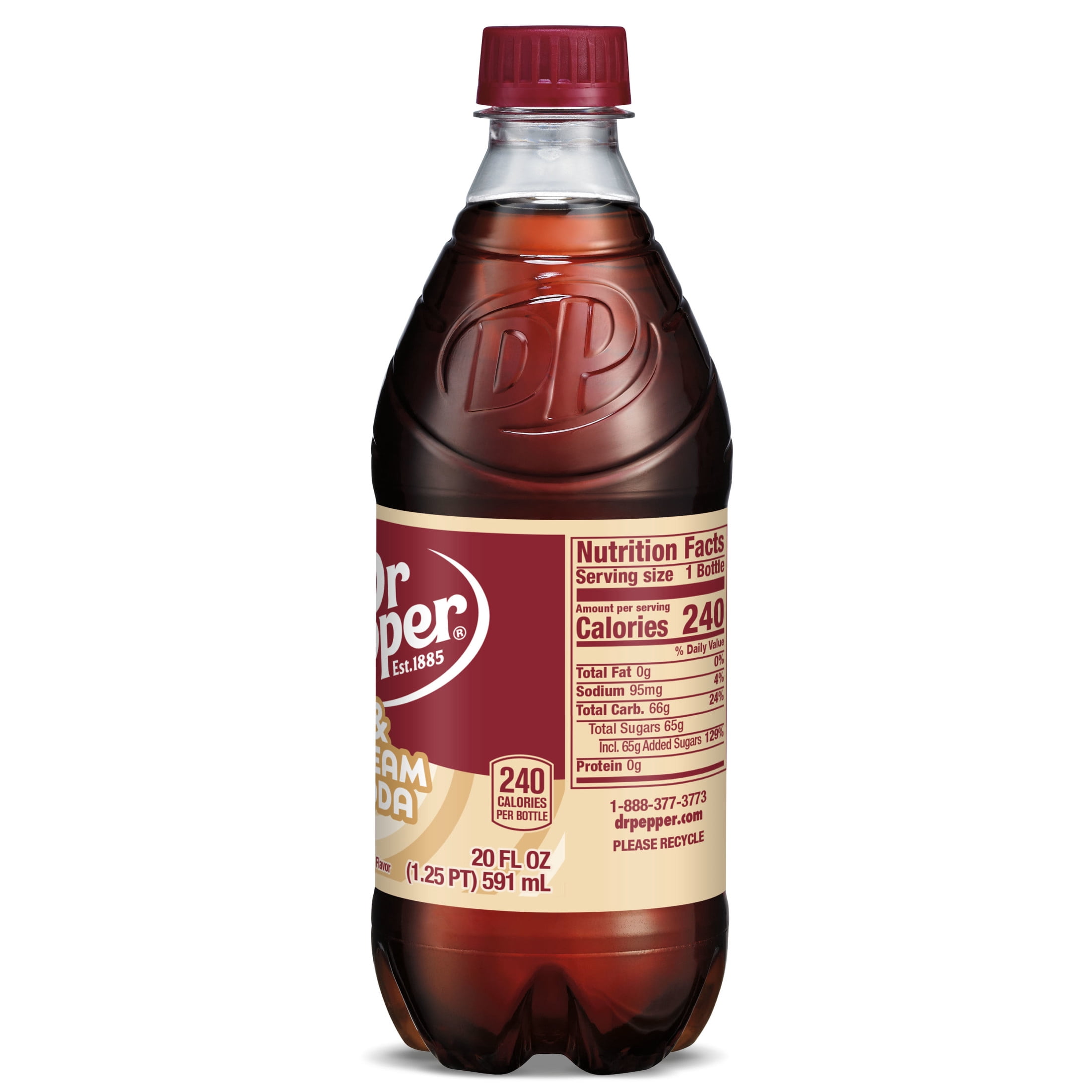 (5 pack) Dr Pepper & Cream Soda Pop, 20 fl oz, Bottle