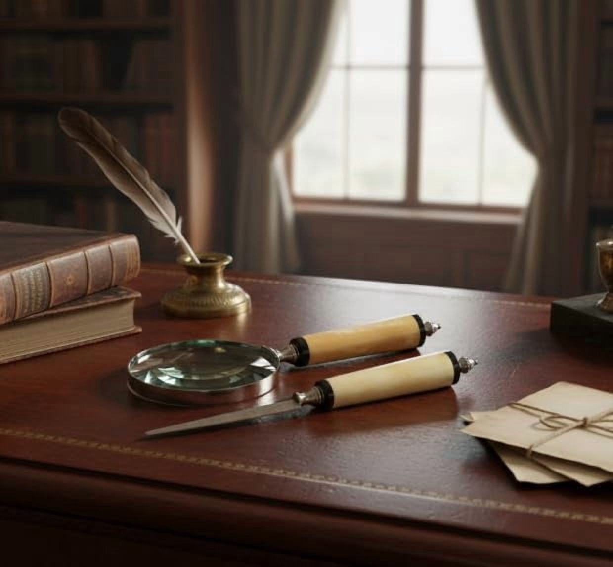 Vintage Style Reading Magnifier | Desktop Office Magnifier Tool | Classic Desk Accessories for Home Office