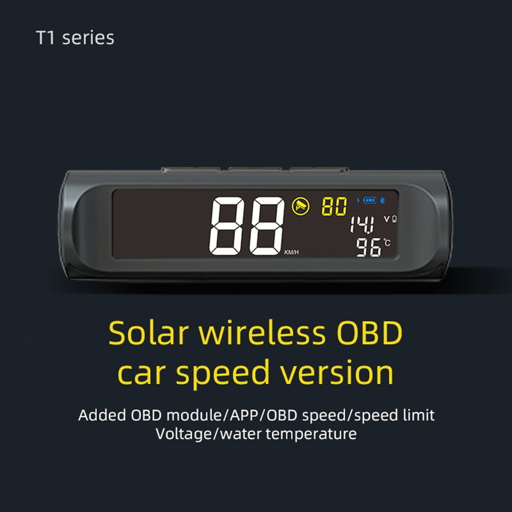 Car Wireless Solar Car HUD Head Up Display Digital OBD2 Speedometer Driving  