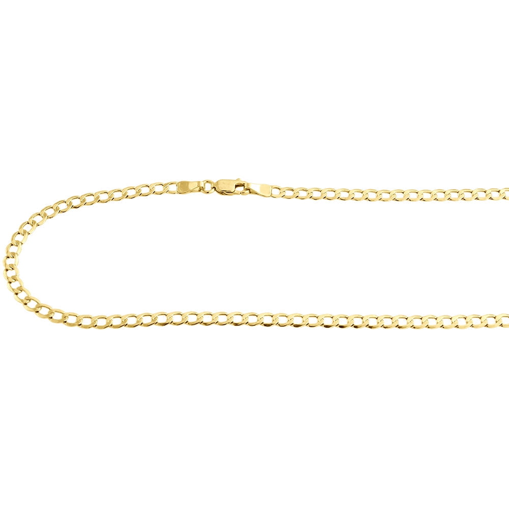 Mens or Ladies 10K Yellow Gold Flat Curb Cuban Chain 3.90mm Necklace 28 Inch