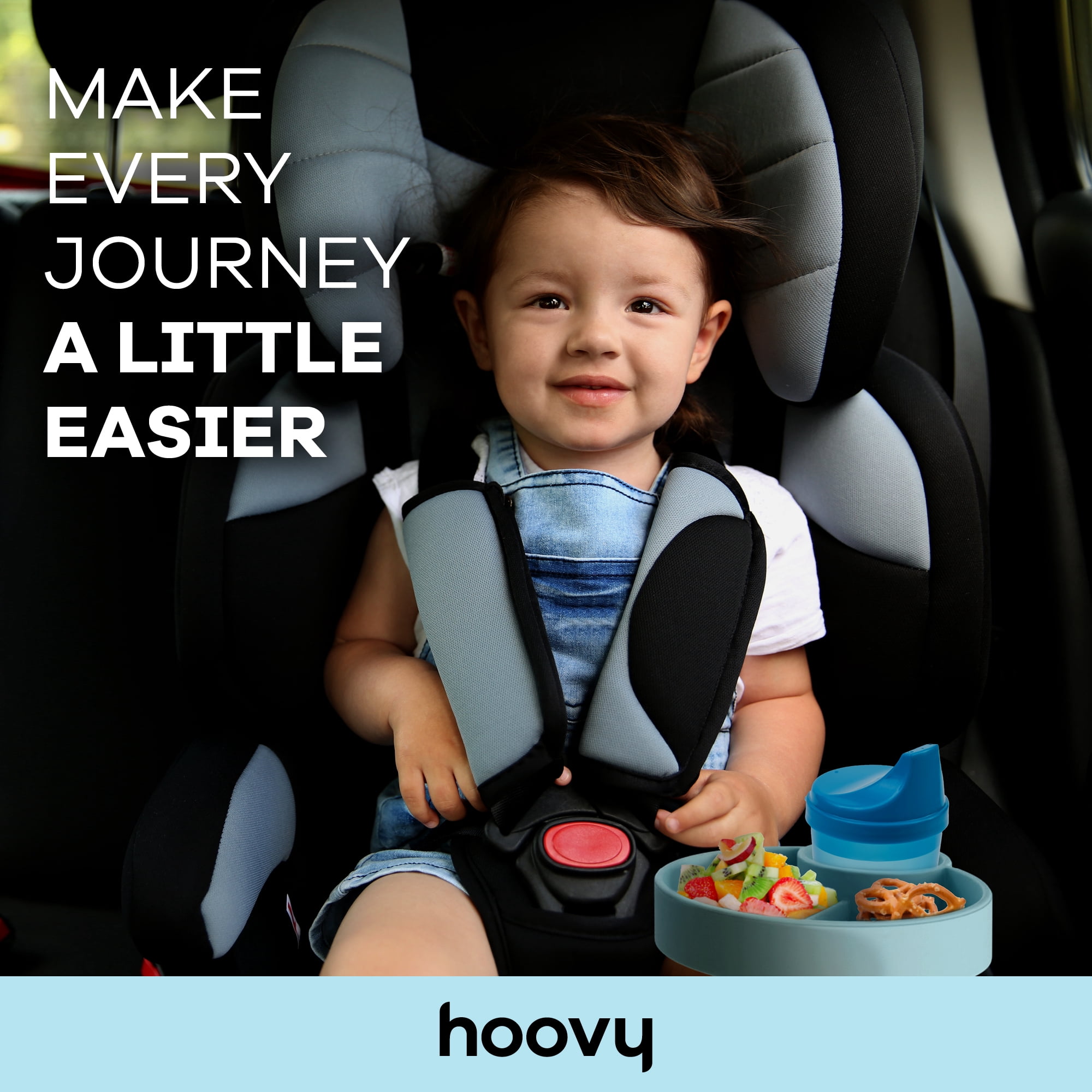 Hoovy Silicone Travel Snacker for Toddlers, Teal Baby Food Storage for Car Seat