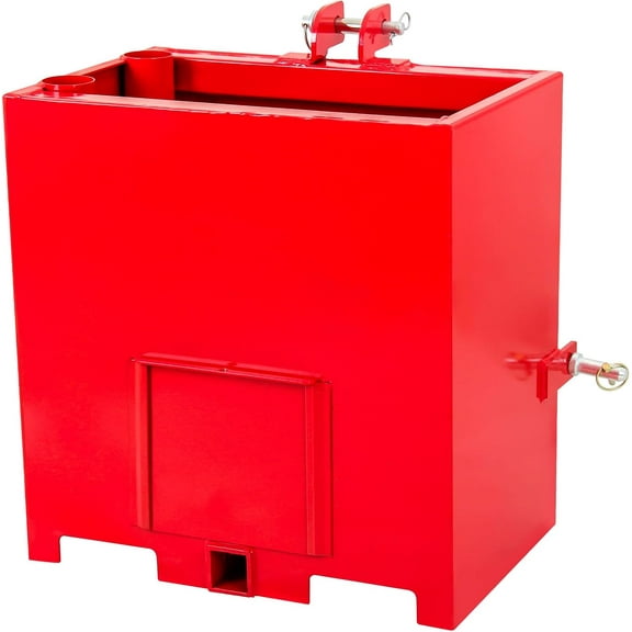 3 Point Hitch Ballast Box for Tractor Accessories, 800 lbs Capacity, Quick Hitch Receiver, Fits 3 Point Category 1 Tractors, Loaders, Skid Steers, Red