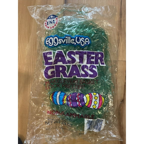 Eggsville, USA Green Plastic Easter Grass, 2 Oz