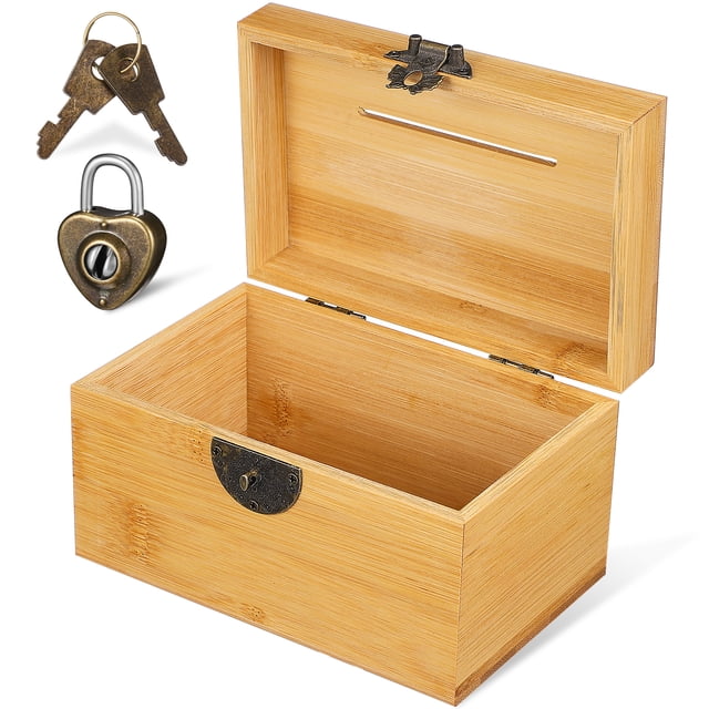 Miangastore Vintage Treasure Storage Box Piggy Bank Organizer Saving Box Holder Case with Lock