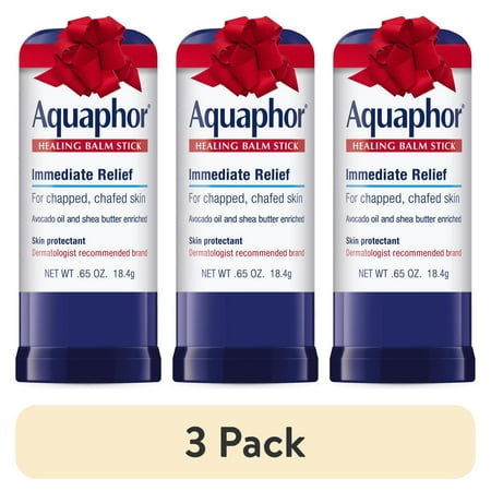 (3 pack) Aquaphor Healing Balm Stick with Avocado Oil and Shea Butter, Holiday Gifts, 0.65 oz