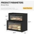 thumbnail image 3 of Double Layer Bamboo Bread Box for Kitchen Counter,Bread Holder,Countertop Bread Storage with Window (Black), 3 of 7