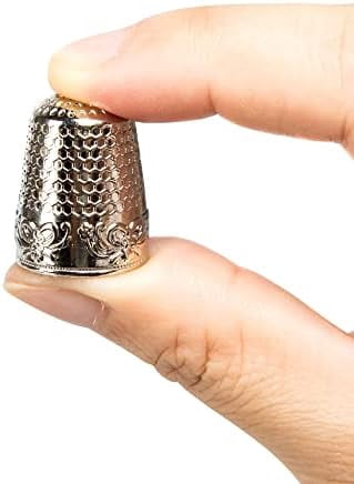 AXEN 4 Pieces Sewing Thimble, Metal Sewing Thimble Finger Protector, Accessories DIY Sewing Tool, Silver