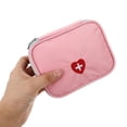 thumbnail image 4 of Mini bolsa portátil de primeros auxilios, caja de poliéster para guardar medicamentos, organizador pequeño para emergencias (rosa), 4 of 5
