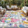 thumbnail image 2 of Easter Gnomes Outdoor Rug for Patio/Deck/Porch, Non-Slip Large Area Rug 5 x 7 Ft, Spring Floral Eggs Flowers Butterflies Gray Plaid Indoor Outdoor Rugs Washable Area Rugs, Camping Rug Carpet Runner, 2 of 8