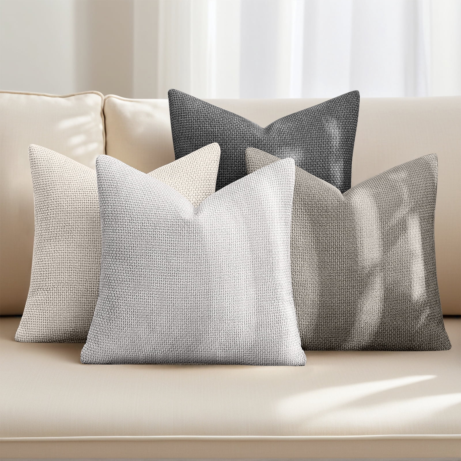 Sanmadrola Pillow Covers 18x18 Set of 4 Chenille Throw Pillow Cover with Elegant Design Soft and Luxurious Decorative Throw Pillows for Couch Bed and Home Decor