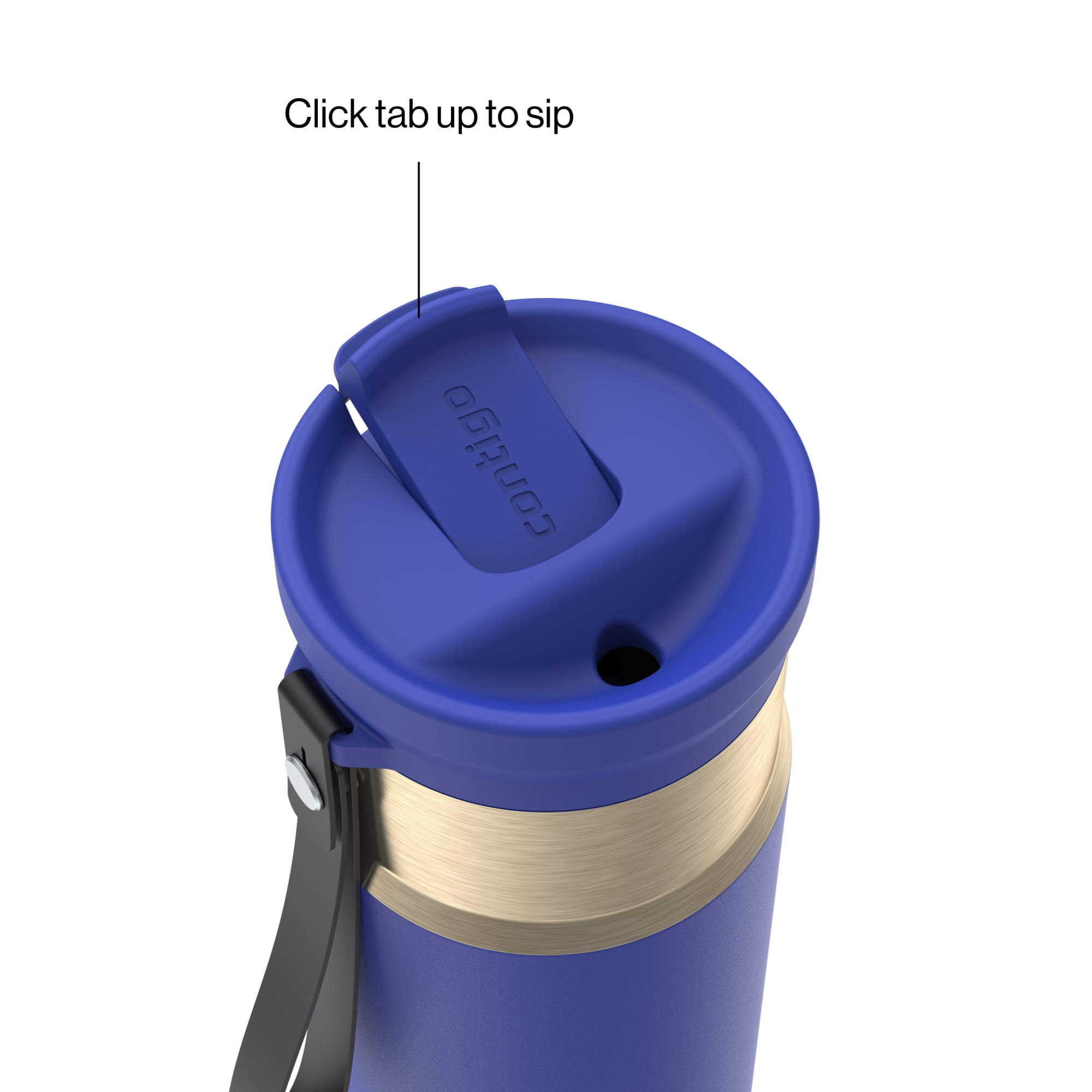 Contigo 24oz SnapSeal Insulated Stainless Steel Water Bottle with Straw, Indigo Blue/Champagne