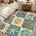 thumbnail image 4 of Retro Turtle Starfish Shell Area Rugs 4x6 ft Coral Seaweed Turtle Washable Rug Non Slip Indoor Carpet Absorbent Floor Mat for Living Room Bedroom Dining Room, 4 of 9