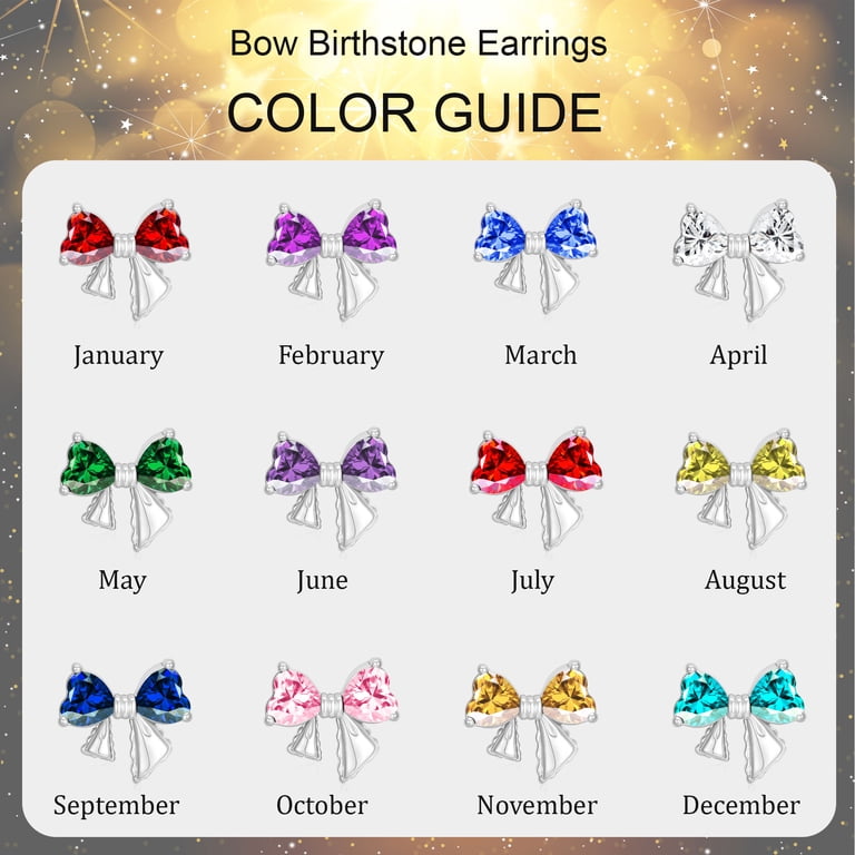 APSVO White Gold Plated Birthstone Bow Stud Earrings photo 3