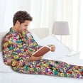 thumbnail image 4 of Salouo Cute Cartoon Owls Print Button-Front Long Sleeve Pajama Set for Men, Soft 2Pjs Men's Long Sleeve Sleepwear -Large, 4 of 7
