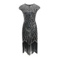 thumbnail image 2 of Women's Fringe Dress 1920s Vintage Shiny Sparkly Sequins Gowns Disco Dance Cocktail Party Tassel Dresses Cocktail Dresses, 2 of 4