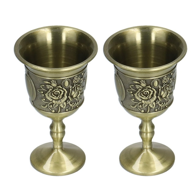 Copa de vino 2 copas de vino exquisita copa de vino vintage copa de vino de metal compacta y ligera Jadeshay A