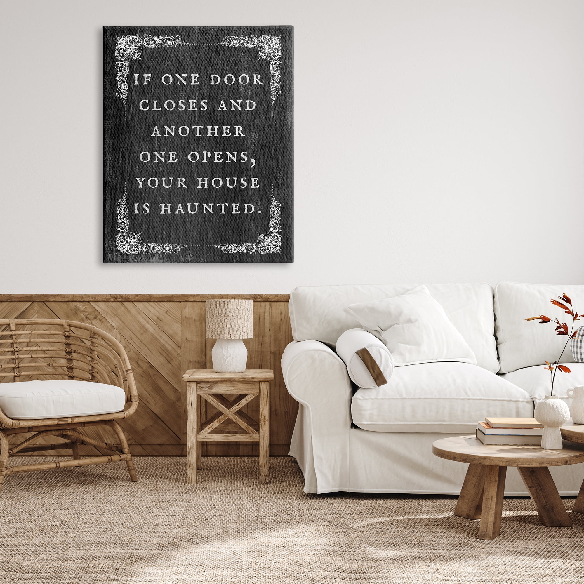 Stupell Industries Funny Haunted House Phrase Holiday Painting Gallery Wrapped Canvas Print Wall Art, 36 x 48