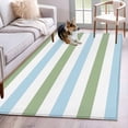 thumbnail image 2 of Sage Green Blue Striped Area Rug 3x5 FT, Non Slip Entryway Bedside Carpet, Farmhouse Sage Green Stripes Washable Soft Floor Carpet Indoor Mat Non-Shedding Throw Rug for Dorm Kitchen Home Office, 2 of 9