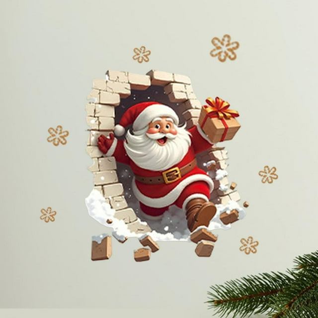 Calcomanías de pared de Papá , pegatinas navideñas modernas autoadhesivas de PVC, decoración navideña para el hogar, guardería, el sofá y el Estilo B