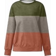 thumbnail image 4 of Womens 2022 Fall Fash Tops Casual Loose Crewneck Sweatshirt B + Fl Print Sleeve Pulr Blouse Shirtsl, 4 of 5