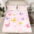 thumbnail image 2 of Homewish Kawaii Butterfly Animal Full Size Sheets, Girly Pink Watercolor Bed Sheets, Gold Sequin Print Sheet Sets, Super Cozy Room Decor, 4 Pieces, 2 of 7