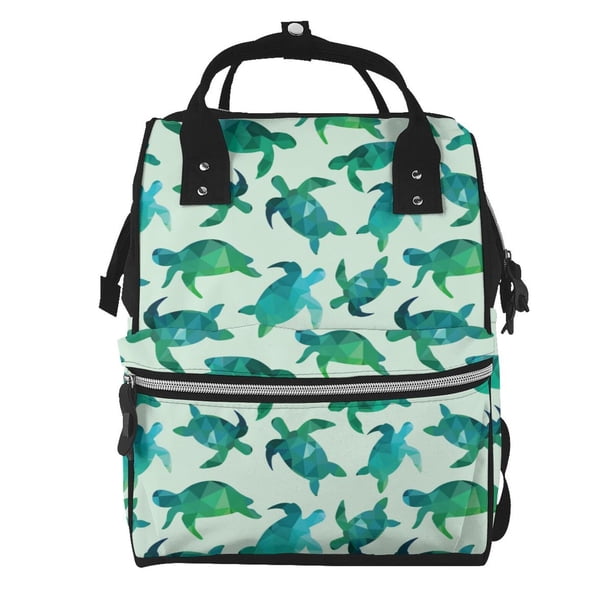 Disketp Green Sea Turtle Mochila de Pañales de Gran Capacidad con Múltiples Bolsillos, Mochila de Viaje Multifuncional para Bebé, Unisex, Moderna y Resistente