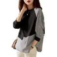 thumbnail image 3 of ZANZEA Women Blouse O-Neck Striped Patchwork Casual Daily Street Shirt Tops, 3 of 4