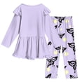 thumbnail image 4 of CAICJ98 Toddler Girl Clothes 2-8Y Girls Fall Winter Outfit 2Pcs Set Toddler Kids Clothes for Girls Ruffle Long Sleeve Shirt Top + Print Pants Outfits Little Girls' Clothing Set, 4 of 8