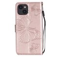 thumbnail image 7 of Nalacover For iPhone 12/12 Pro Case,Luxury 360 Protection Embossed Butterfly PU Leather and Soft TPU Flip Kickstand Magnetic Card Wallet Shockproof Protective Cover with Wrist Strap.Rosegold, 7 of 7
